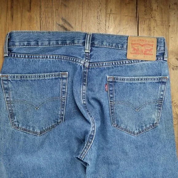 LEVI'S 505 BLUE DENIM STRAIGHT LEG JEANS MENS SIZE W34 L29 - Picture 8 of 9